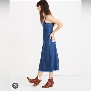 MADEWELL Raw-Hemmed Denim Seamed Dress